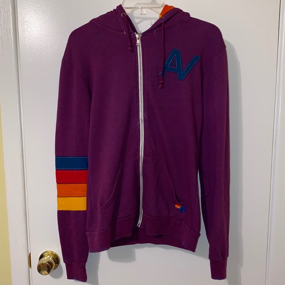 Burgundy Aviator Hoodie- multicolored(Used Once)
